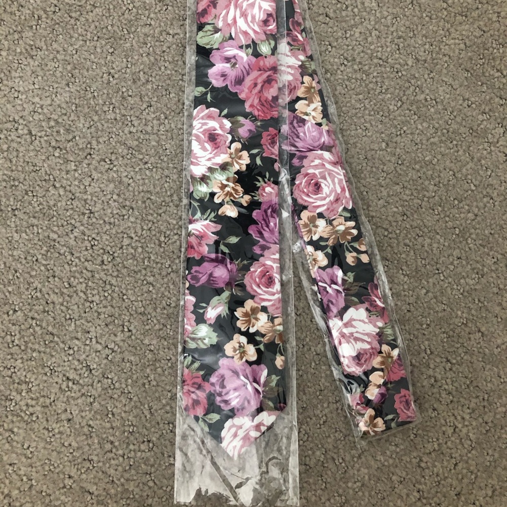 Black & Purple floral necktie